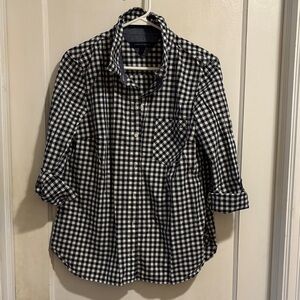 Tommy Hilfiger Navy and White Checkered button down Shirt L